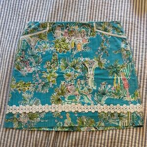 Lilly Pulitzer Blue Toile Skirt EUC size 8